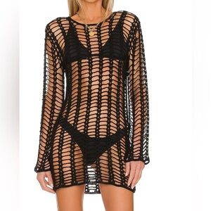 Superdown - Miranda crochet mini dress - size small - black
